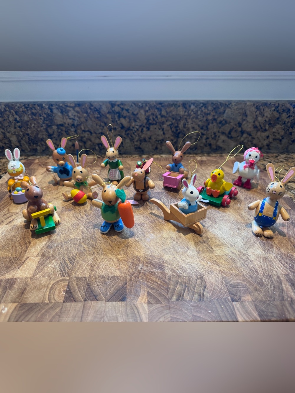 Vintage 1980s Dakin Wood Easter Ornament LOT of 12